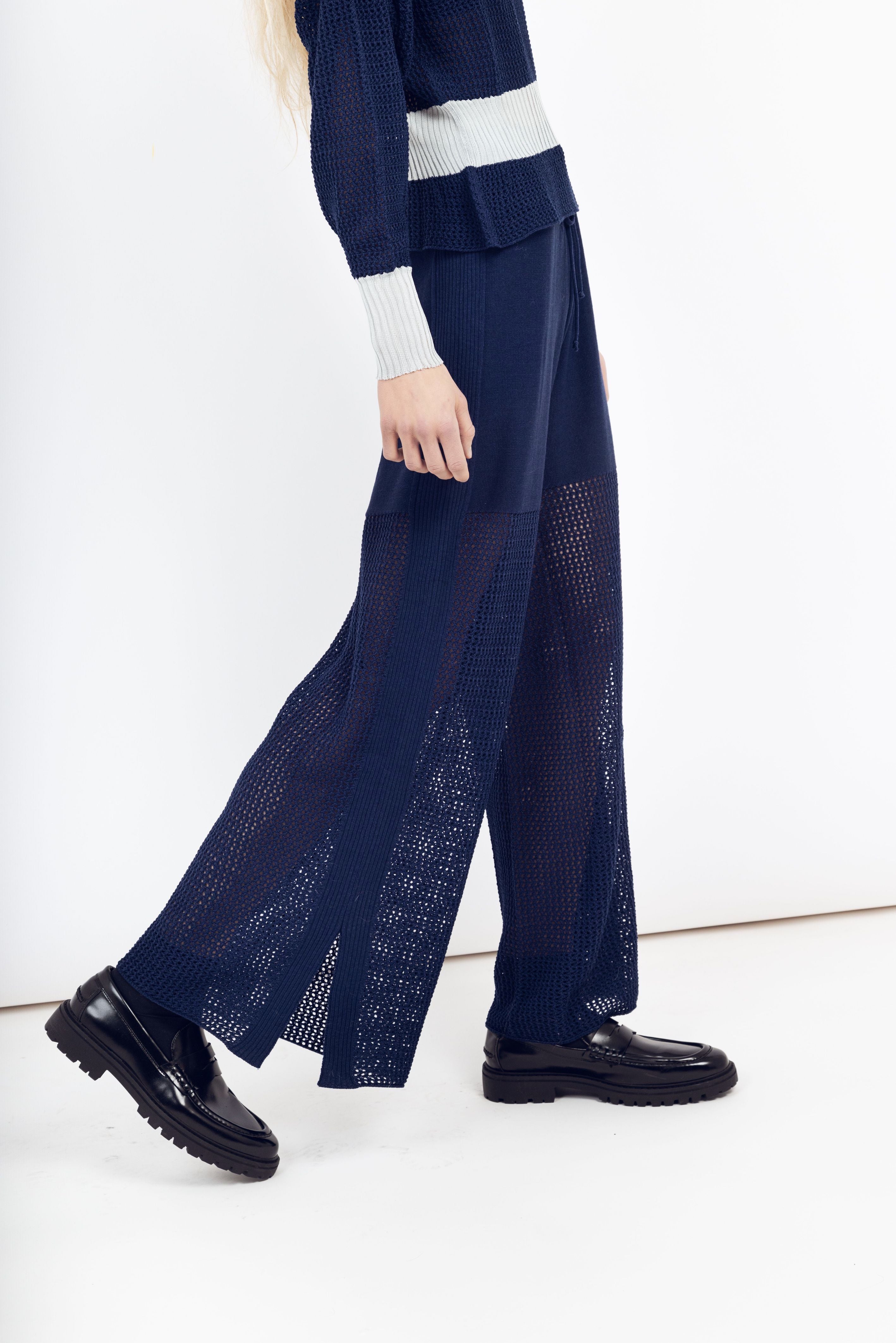 Danika Front Split Midi Culotte Pants Copper/Navy